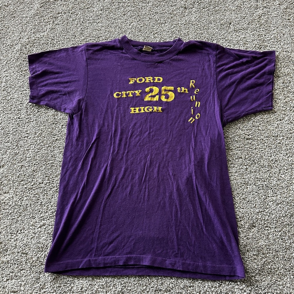 Vintage Screen Stars Ford City High Shirt Mens Medium Purple Reunion Tee T-Shirt